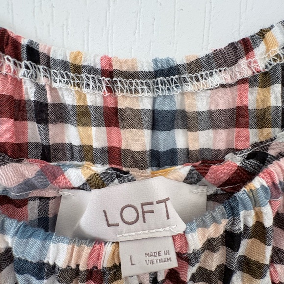 LOFT Colorful Checkered Ruffled Dress - Picture 2 of 2